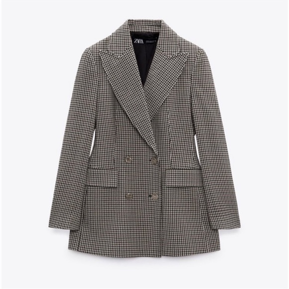 Zara double breasted houndstooth blazer NEW - Picture 1 of 6